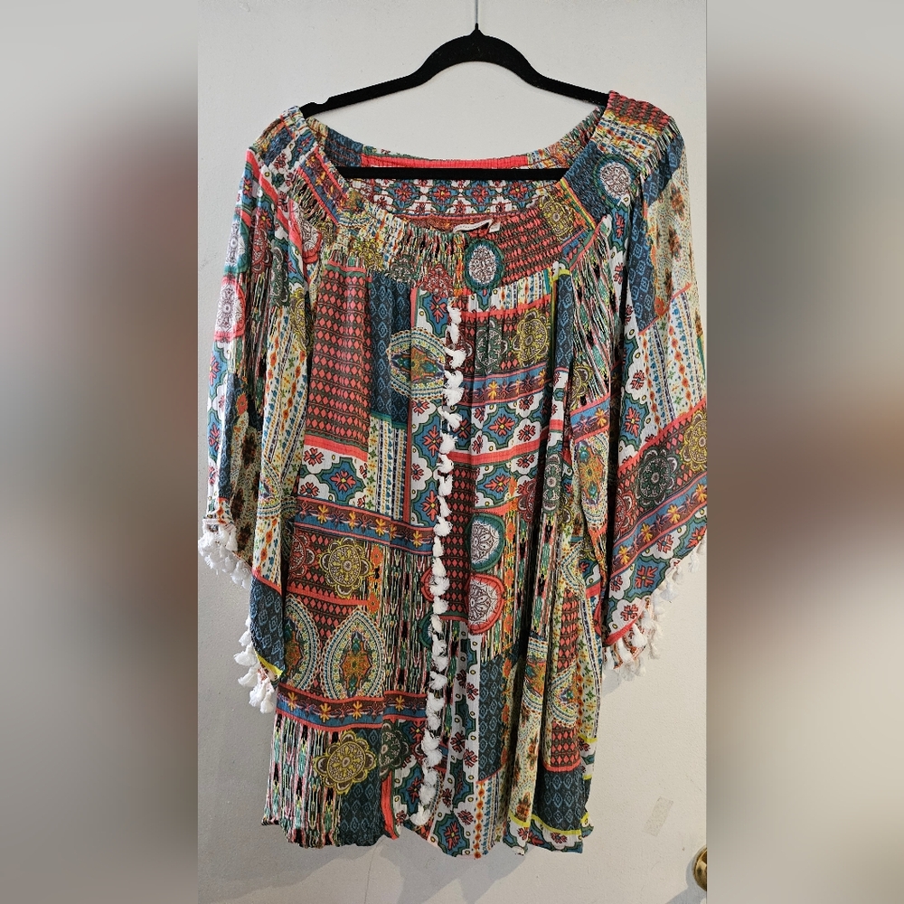Soft Surroundings Colorful Patchwork Blouse